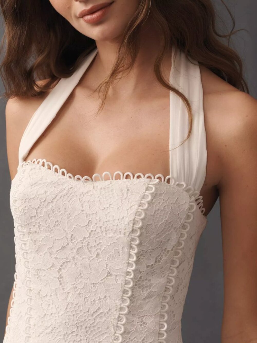NWT Lace Halter Drop-Waist Midi Dress